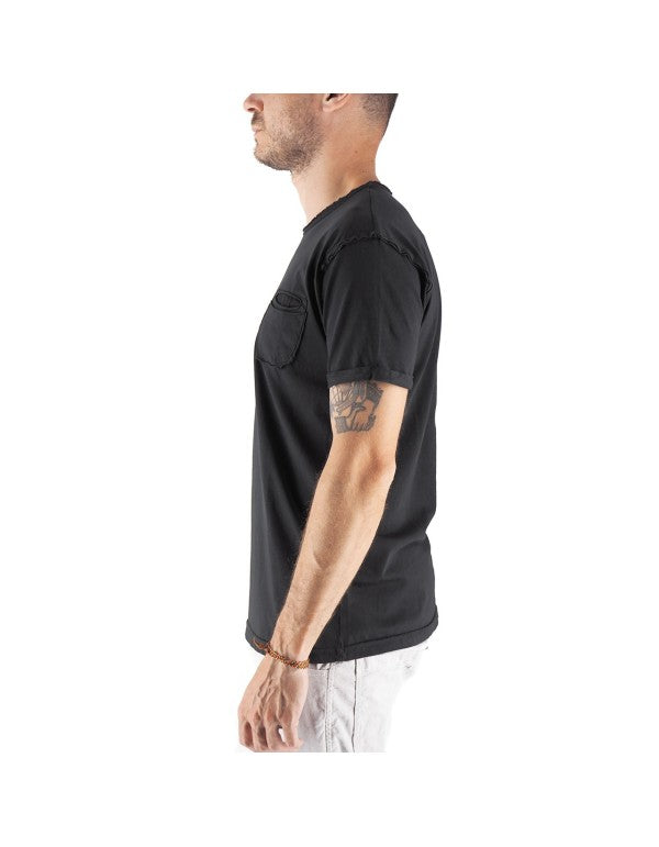 T-Shirt Girocollo 100% Cotone Con Taschino Shiro