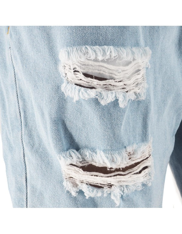 Destroyed Denim Bermuda Shorts