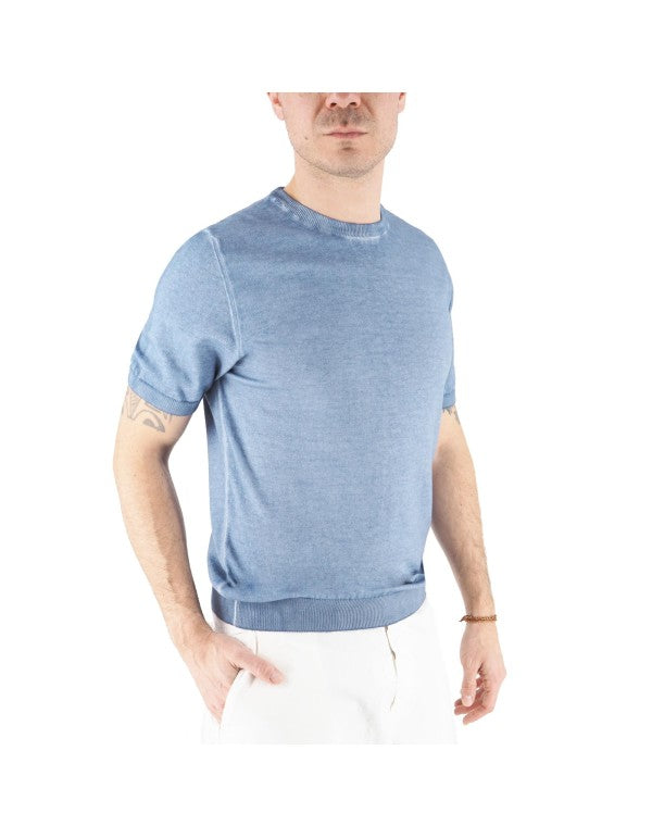 T-Shirt In Filo 100% Cotone Monterosso Avio