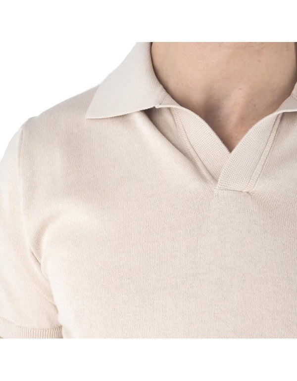 Polo In Maglia 100% Cotone Alassio Sabbia