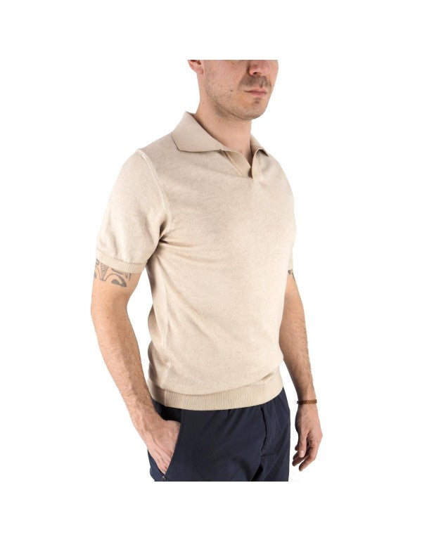 Polo In Maglia 100% Cotone Alassio Beige