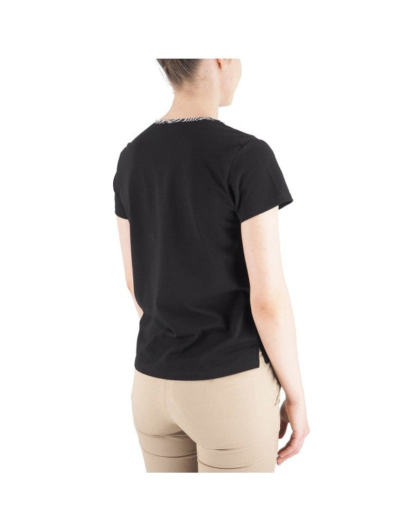 T-Shirt V Collar Zebra Nero