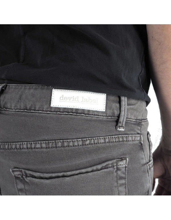 Pantalone In Bull Di Cotone Grigio Scuro