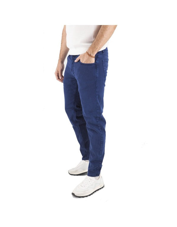 Pantalone In Bull Di Cotone Blu Royal