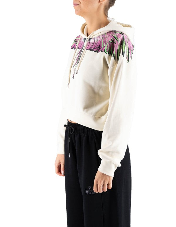 Felpa Con Cappuccio Latte-pink Wings