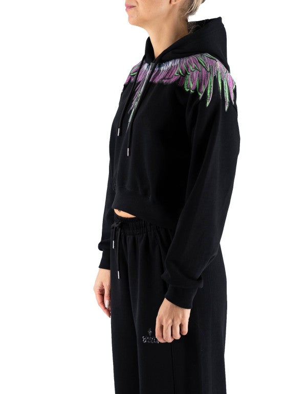 Felpa Con Cappuccio Nero-pink Wings