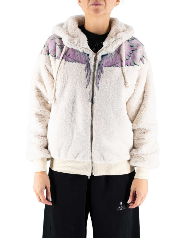 Women's Eco Fur Coat Milk-pink Wings