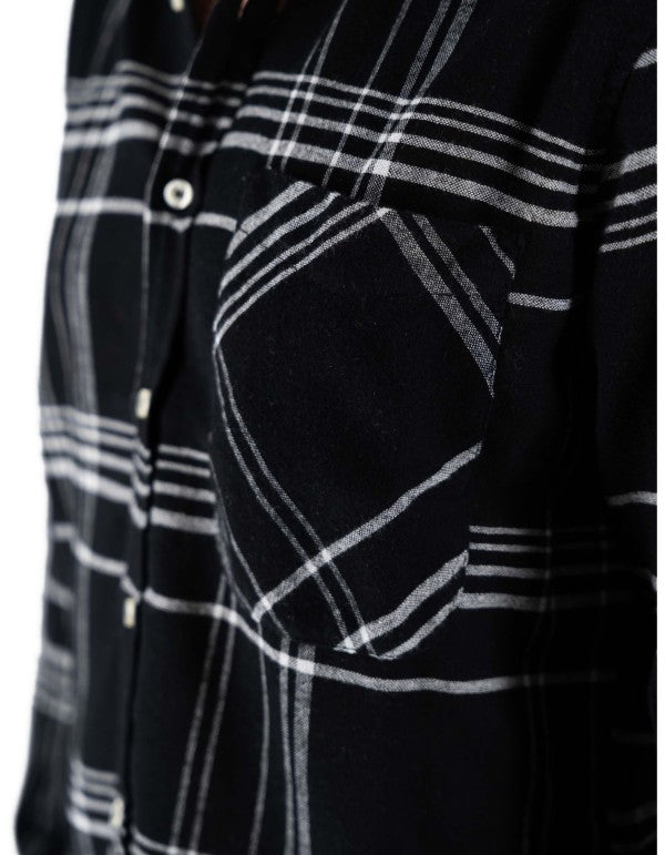 Camicia A Quadri Botton Down Nero