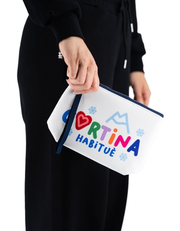 Aline Wool Effect Cortina Habituè clutch bag