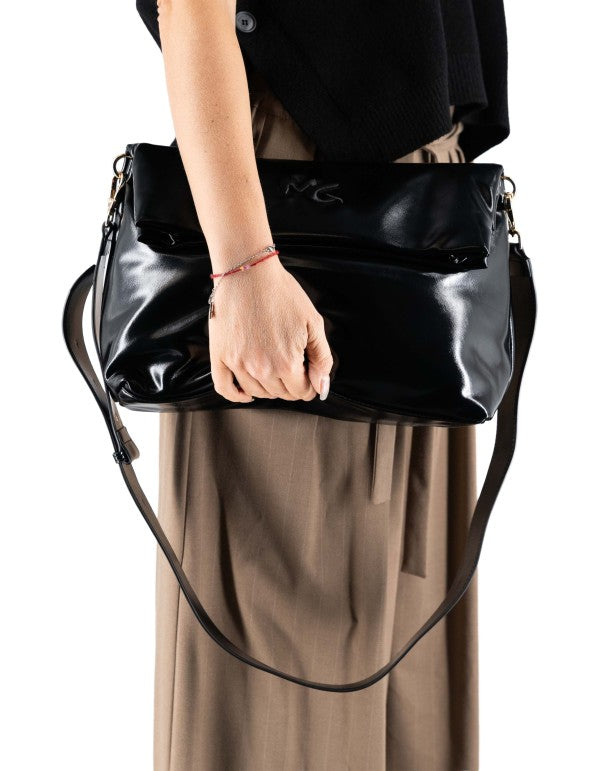 Black Glossy Folded Sac Bag