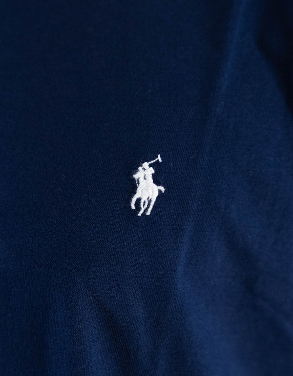 T-shirt Uomo Ralph Lauren Blu Navy Manica Corta con Logo Ricamato Bianco