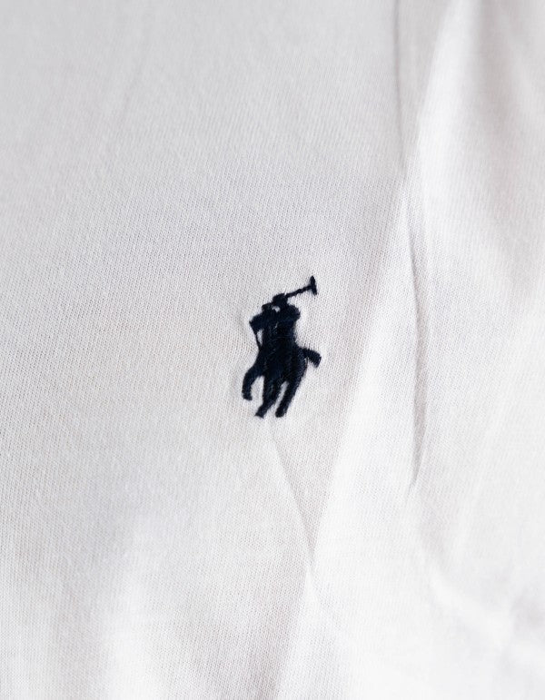 T-shirt Uomo Ralph Lauren Bianca Manica Corta con Logo Ricamato Blu