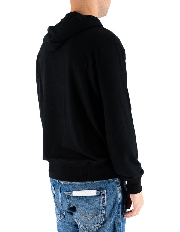 Felpa Uomo Ralph Lauren Nera con Cappuccio e Logo Bianco