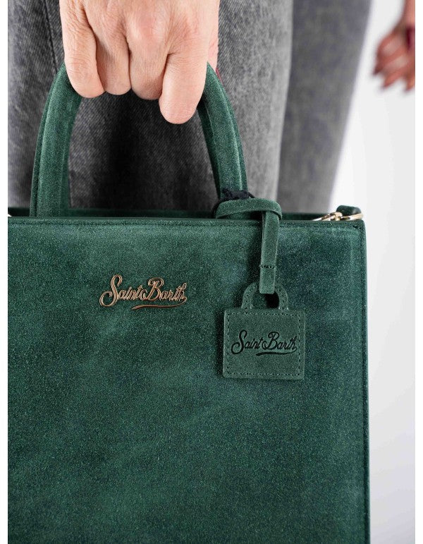 Green Suede Midi Shop Bag