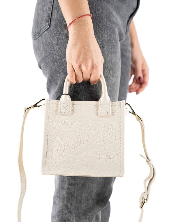 Mini Vanity Bag in White Hammered Leather