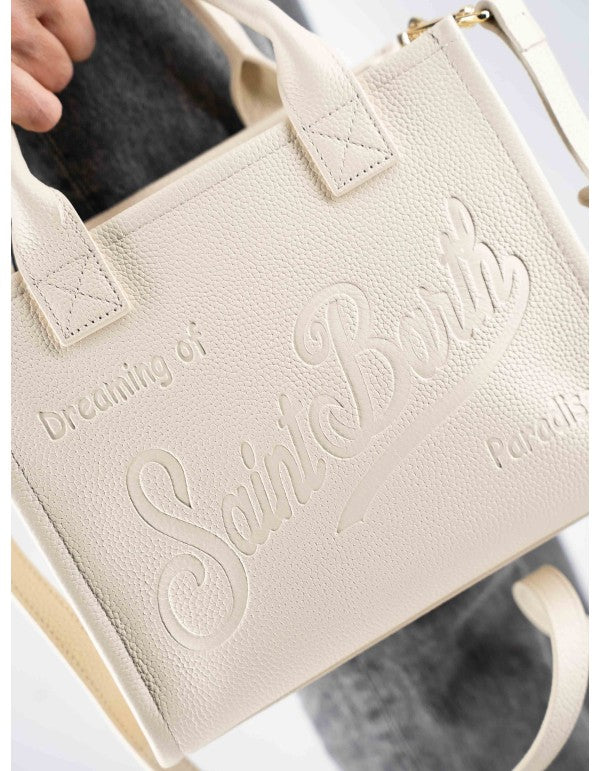 White Hammered Leather Midi Vanity Bag