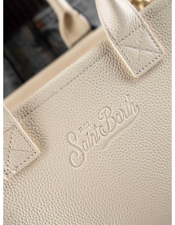 White Hammered Leather Midi Vanity Bag