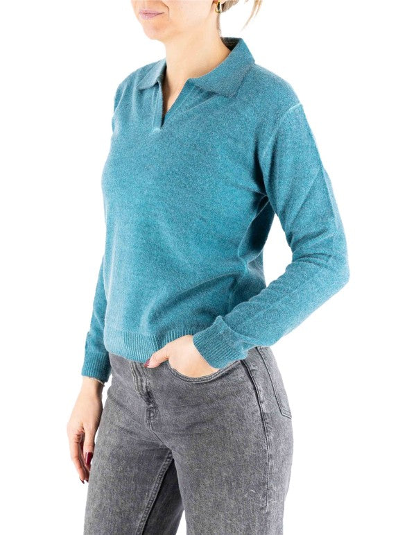 Inari Knit Polo in Teal