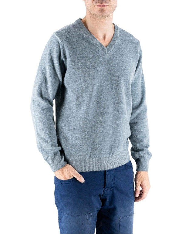 Helsinki V-Neck Sweater Grey Blue