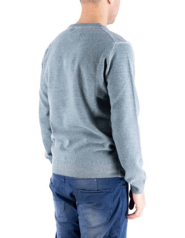 Helsinki V-Neck Sweater Grey Blue