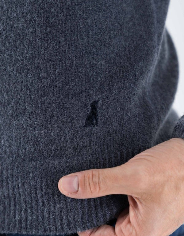 Maglia Goteborg Zip E Cappuccio Lana Cashmere Blu Notte