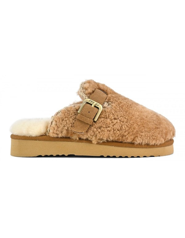 Curly Clog Eskimo Cognac