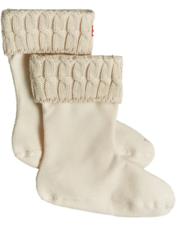 6 Stitch Cable Short Boot Sock Hunter White