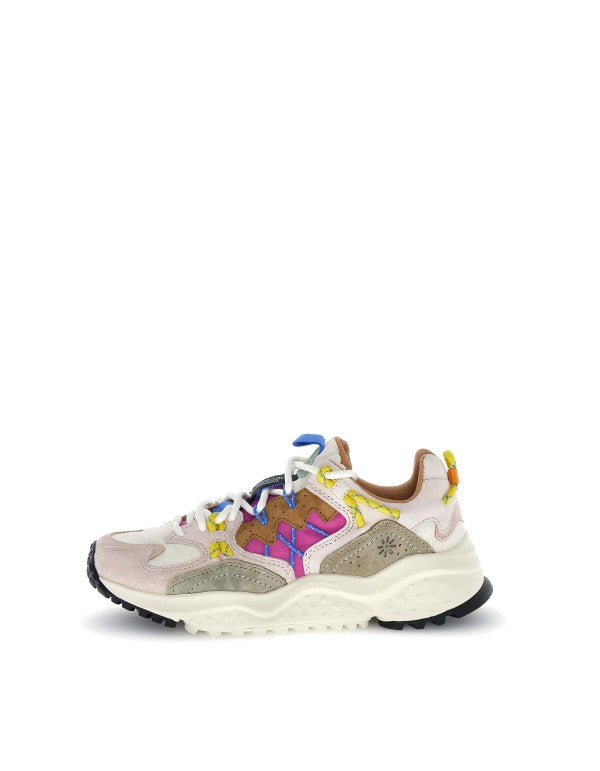 Yamabushi Woman Suede/nylon Ripstop Sneaker Powder-stone-fuchsia Pink