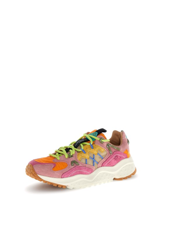 Yamabushi Woman Suede/nylon Ripstop Sneaker Fuchsia-orange Fuxia