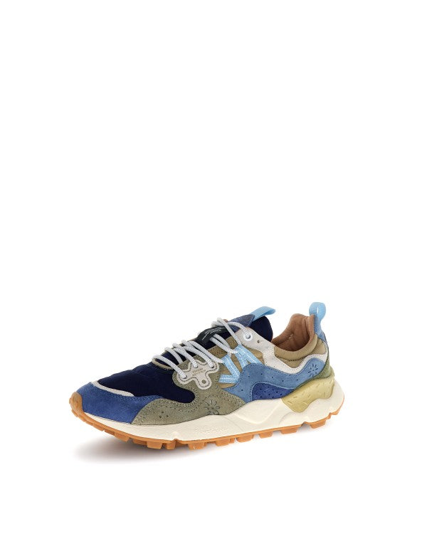 Yamano 3 Man Suede/nylon Navy-blue-khaki Bleu sneaker