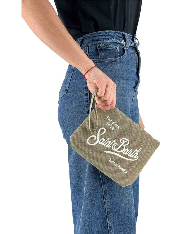 Aline Canvas Military 52k Emb. clutch bag