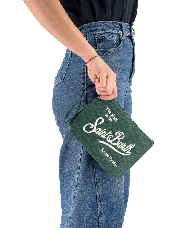 Aline Canvas Clutch Green 51 Emb