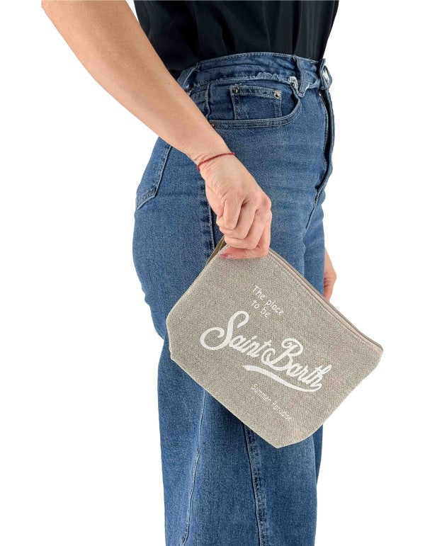 Aline Linen Clutch Bag 11 Beige