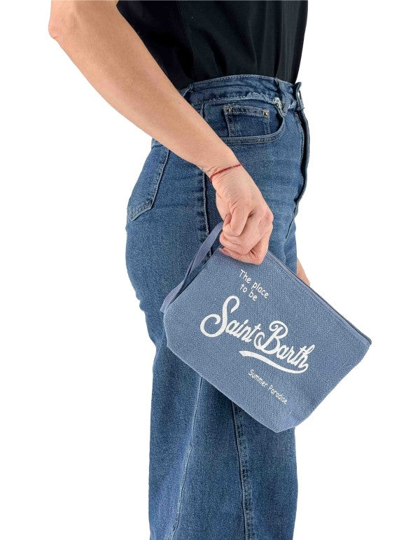 Aline Denim Linen Clutch