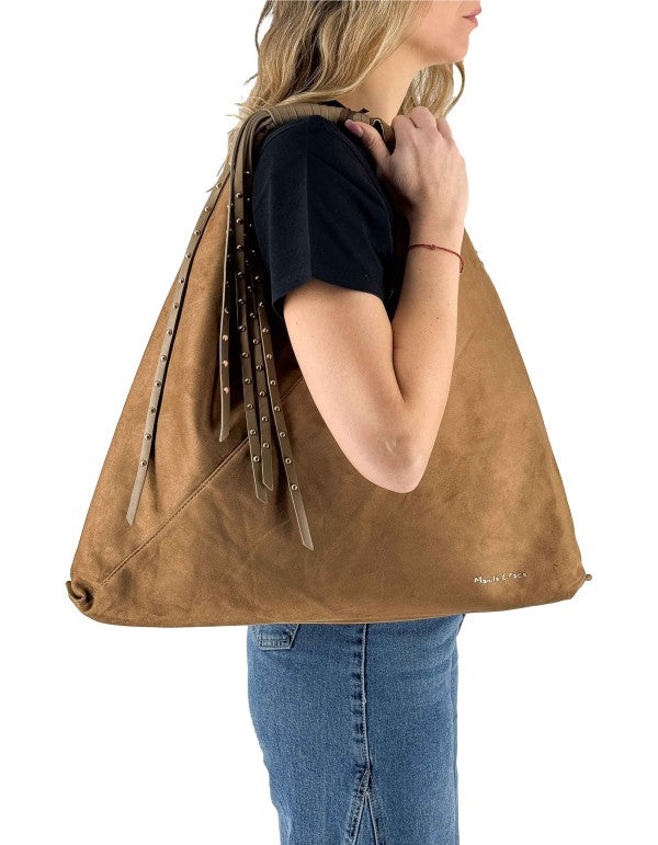 Brown Fringed Sac Bag Md607