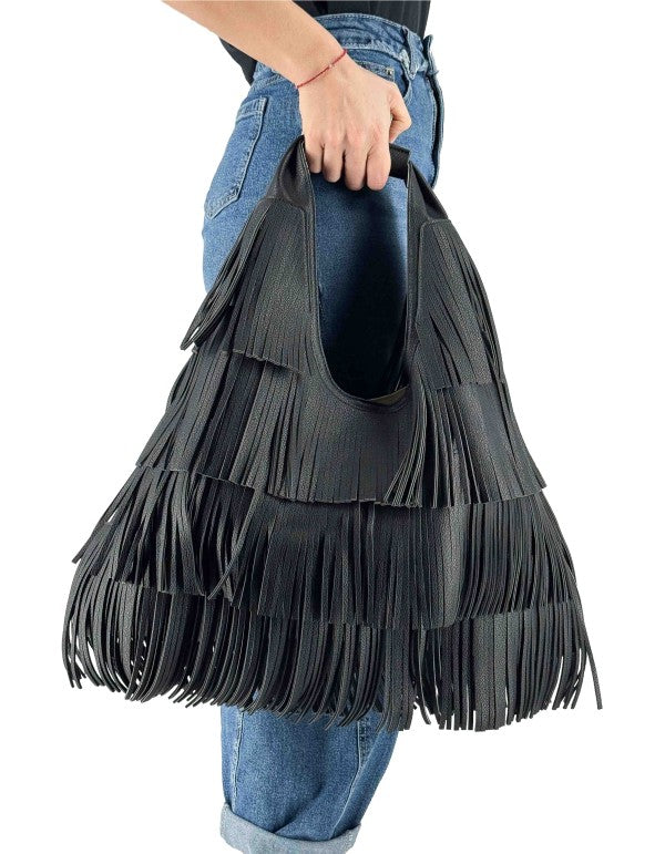 Black Fringe Sac Bag Ma001
