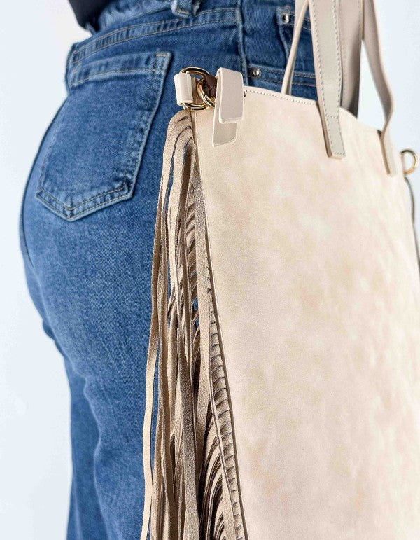 Ivory Fringe Backpack/Bag Ma148