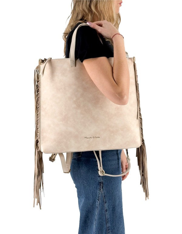 Ivory Fringe Backpack/Bag Ma148