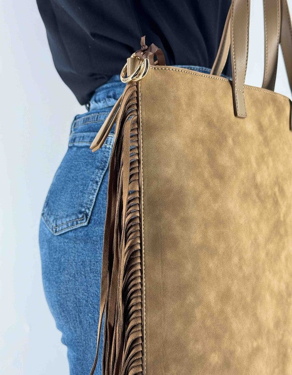 Brown Fringe Backpack/Bag Md607
