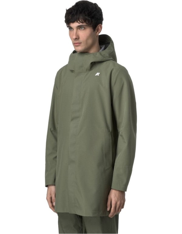 Tommy Bonded Jersey Green Lichen Trench Coat
