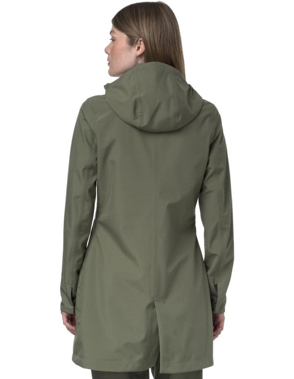 Mathy Bonded Jersey Green Lichen Trench Coat