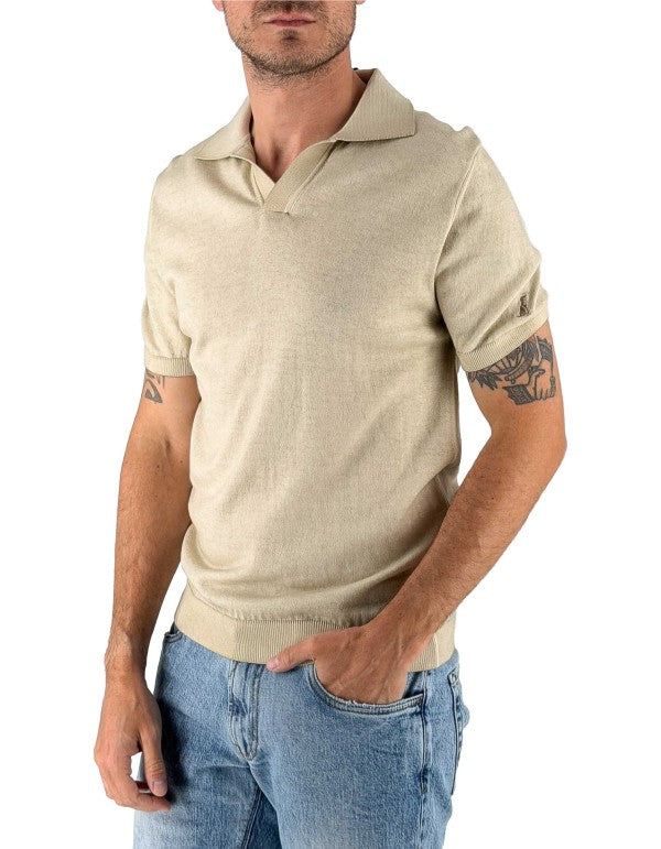 Polo In Maglia 100% Cotone Alassio Beige