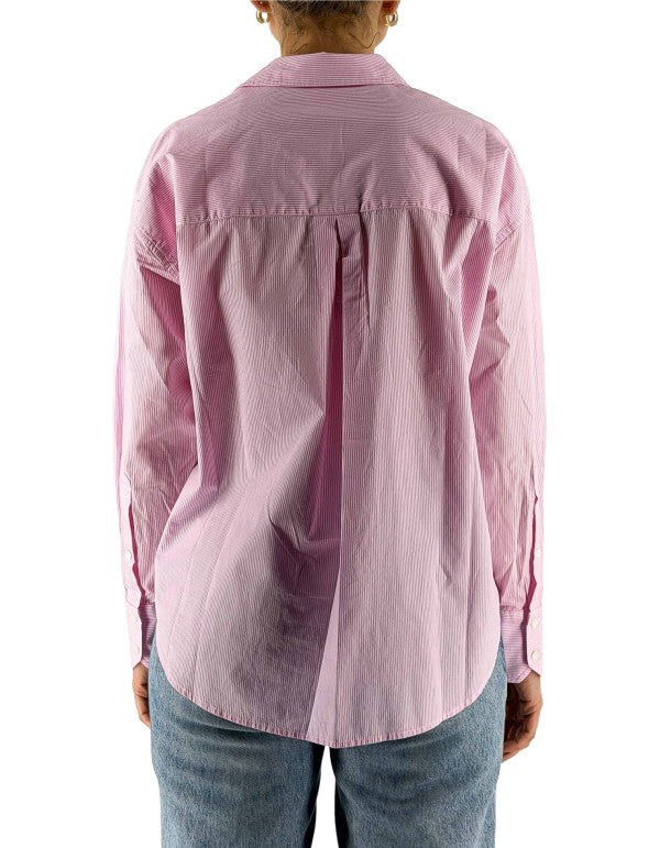 Cristal Cotton Stripes Micro V Pink Shirt