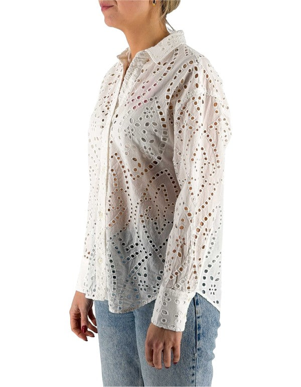 Cristal Sangallo Linewave Embry White Shirt