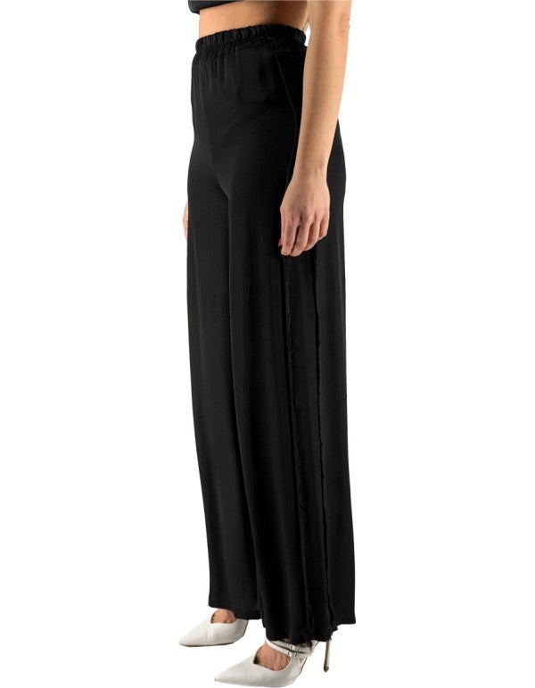 Ma001 Black Frayed Palazzo Pants