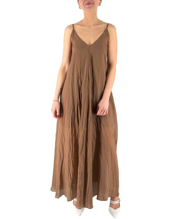 Long Dress with Suspenders Ma143 Cocoa