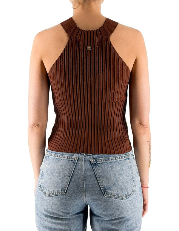 Ma143 Cocoa Turtleneck Tank Top