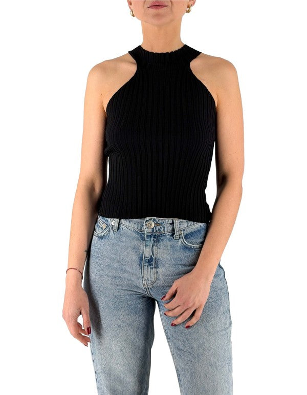 Black Turtleneck Tank Top Ma001