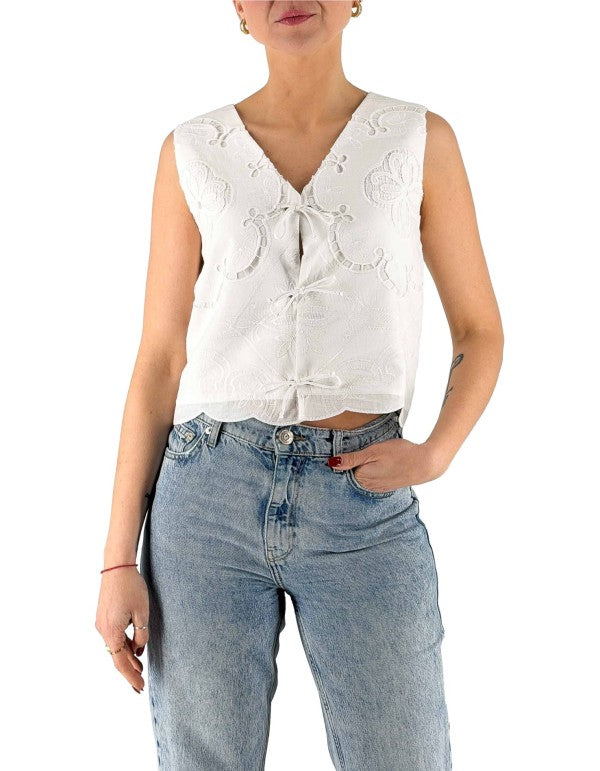 White Embroidered "Ostuni" Vest