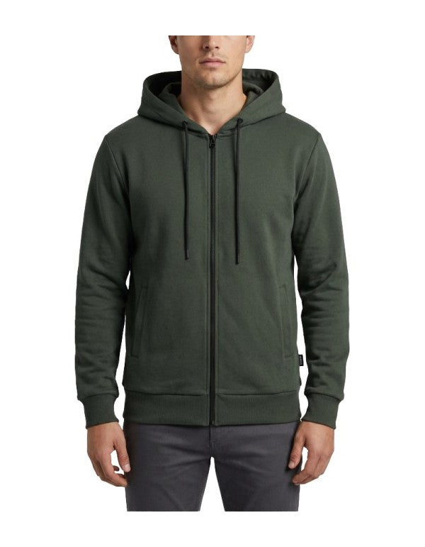 Felpa Con Zip e Cappuccio Verde